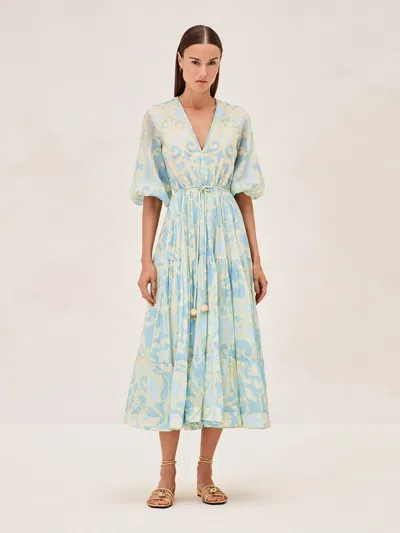 Alexis Vilas Dress In Blue Vine In Green