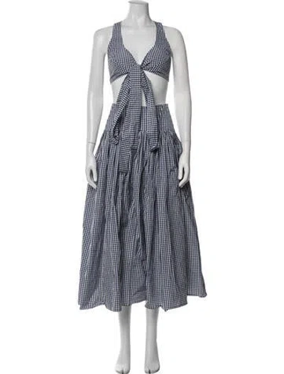 Pre-owned Alexis Vintage Plaid Print Skirt Set W/ Tags In Blue