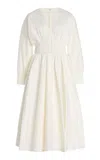 Alexis Viro Gathered Cotton-blend Midi Dress In White