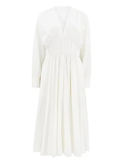 Alexis Viro Gathered Cotton-blend Midi Dress In White