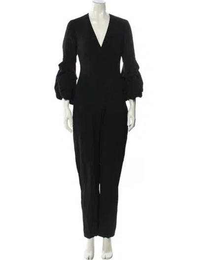 Pre-owned Alexis V-neck Jumpsuit In Black