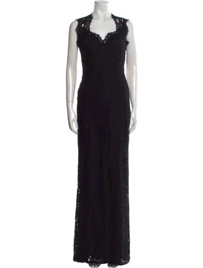 Pre-owned Alexis V-neck Jumpsuit In Black