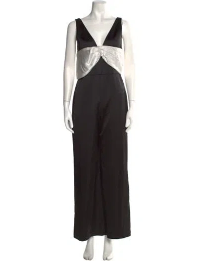 Pre-owned Alexis V-neck Jumpsuit In Black
