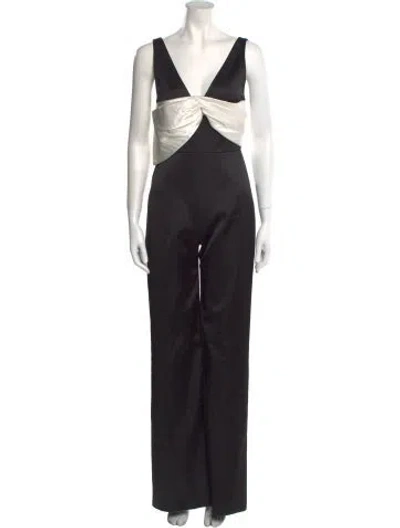 Pre-owned Alexis V-neck Jumpsuit In Black