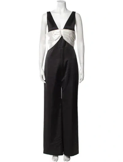 Pre-owned Alexis V-neck Jumpsuit In Black