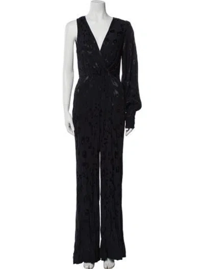 Pre-owned Alexis V-neck Jumpsuit In Black