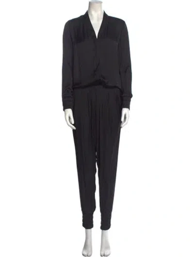 Pre-owned Alexis V-neck Jumpsuit In Black