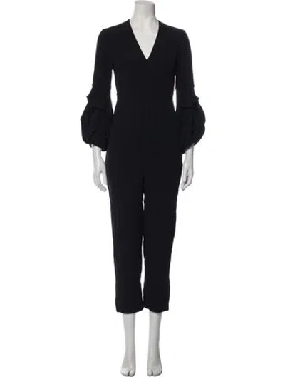 Pre-owned Alexis V-neck Jumpsuit In Black