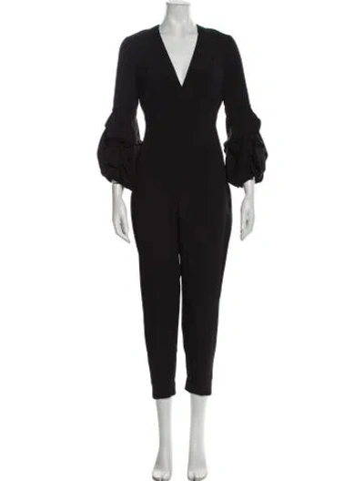 Pre-owned Alexis V-neck Jumpsuit In Black