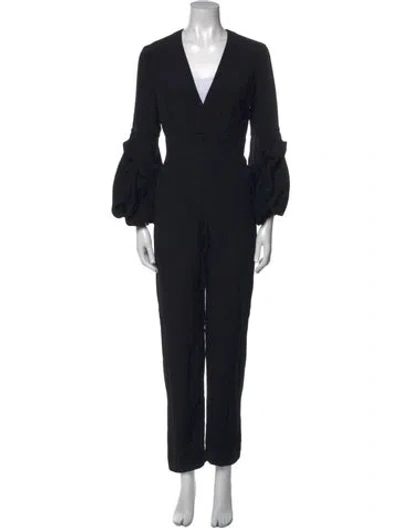Pre-owned Alexis V-neck Jumpsuit In Black