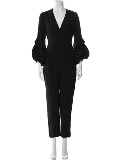 Pre-owned Alexis V-neck Jumpsuit In Black