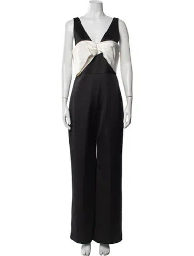 Pre-owned Alexis V-neck Jumpsuit In Black