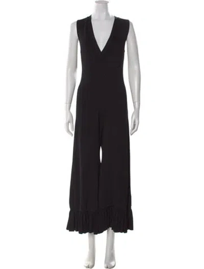 Pre-owned Alexis V-neck Jumpsuit In Black