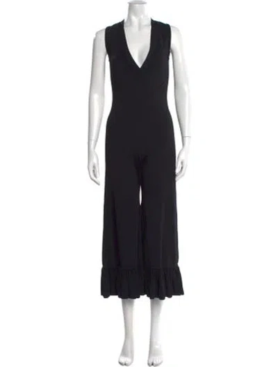 Pre-owned Alexis V-neck Jumpsuit In Black