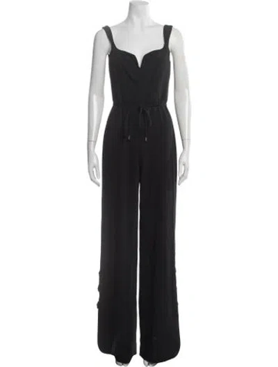 Pre-owned Alexis V-neck Jumpsuit In Black