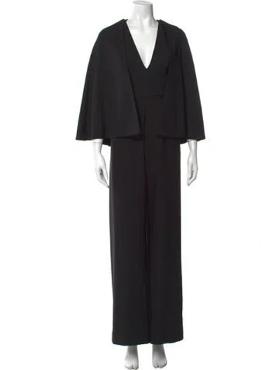 Pre-owned Alexis V-neck Jumpsuit In Black
