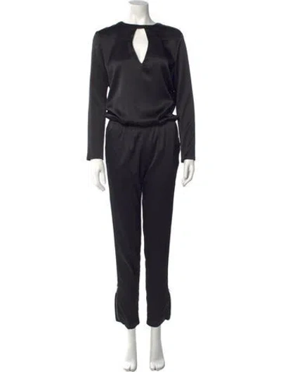 Pre-owned Alexis V-neck Jumpsuit In Black