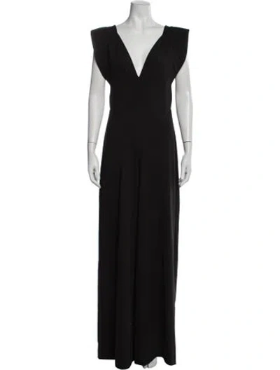 Pre-owned Alexis V-neck Jumpsuit In Black