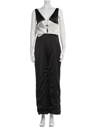 Pre-owned Alexis V-neck Jumpsuit In Black