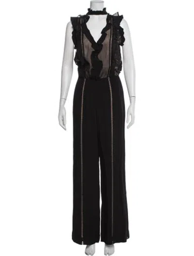 Pre-owned Alexis V-neck Jumpsuit In Black
