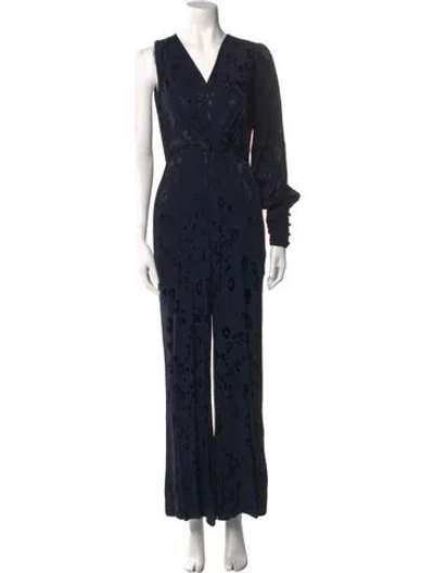 Pre-owned Alexis V-neck Jumpsuit In Blue