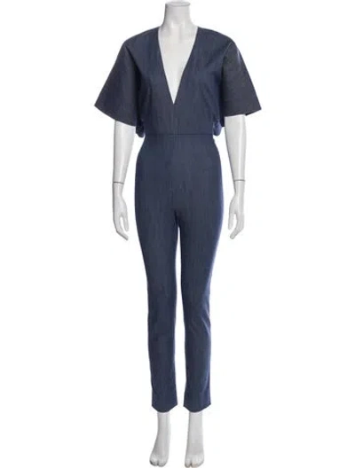 Pre-owned Alexis V-neck Jumpsuit In Blue
