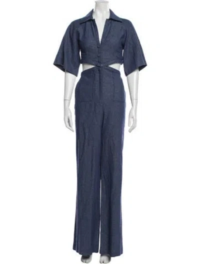 Pre-owned Alexis V-neck Jumpsuit In Blue