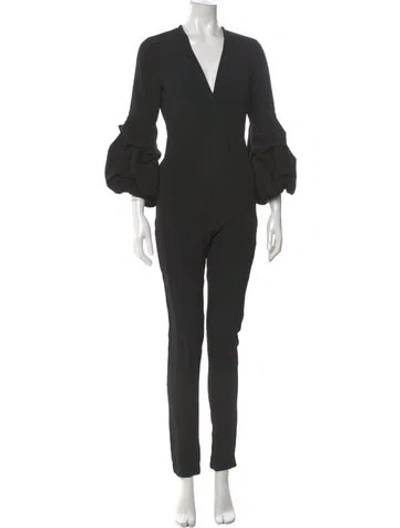 Pre-owned Alexis V-neck Jumpsuit In Gray