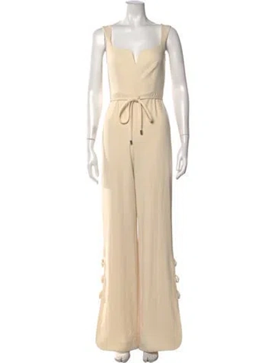 Pre-owned Alexis V-neck Jumpsuit In Neutral