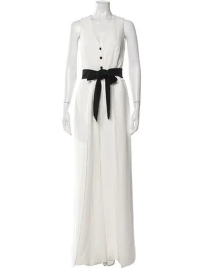 Pre-owned Alexis V-neck Jumpsuit In Neutrals