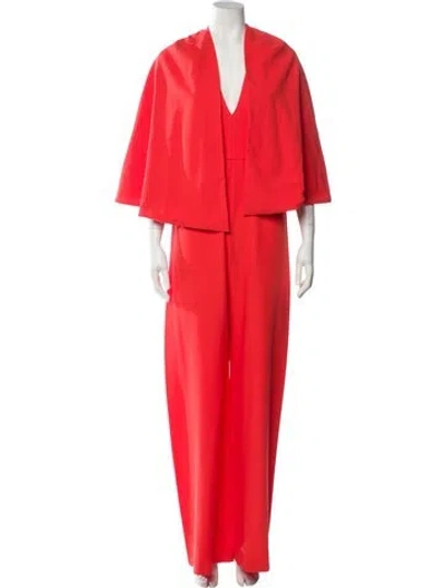 Pre-owned Alexis V-neck Jumpsuit In Orange