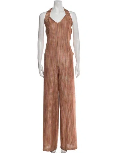 Pre-owned Alexis V-neck Jumpsuit In Orange