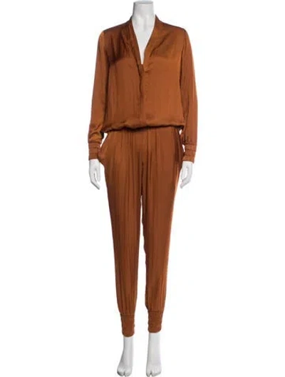 Pre-owned Alexis V-neck Jumpsuit In Orange