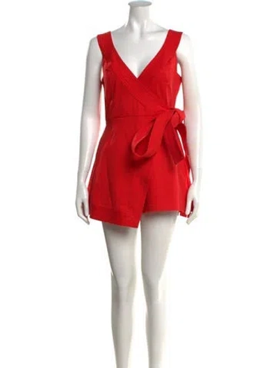 Pre-owned Alexis V-neck Jumpsuit In Red