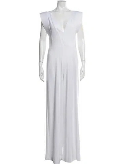 Pre-owned Alexis V-neck Jumpsuit In White