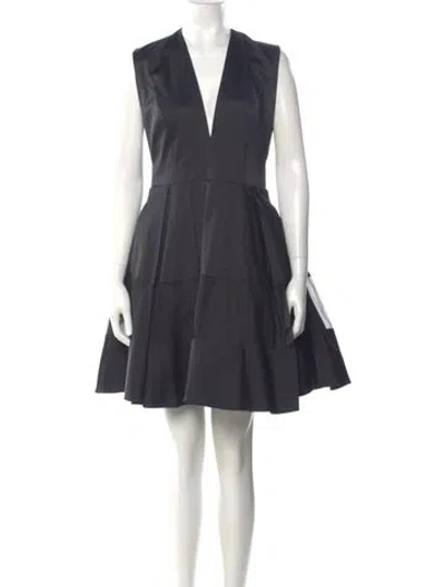 Pre-owned Alexis V-neck Knee-length Dress In Black