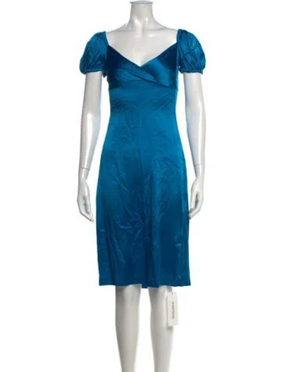 Pre-owned Alexis V-neck Knee-length Dress In Blue