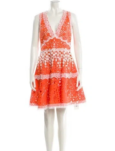 Pre-owned Alexis V-neck Knee-length Dress W/ Tags In Orange