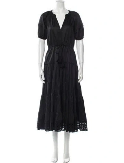 Pre-owned Alexis V-neck Long Dress In Black