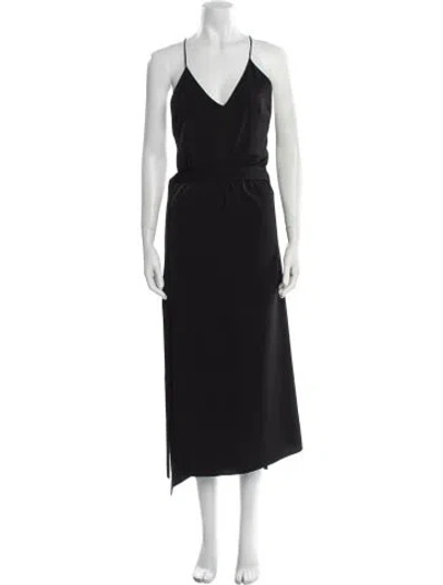 Pre-owned Alexis V-neck Long Dress In Black