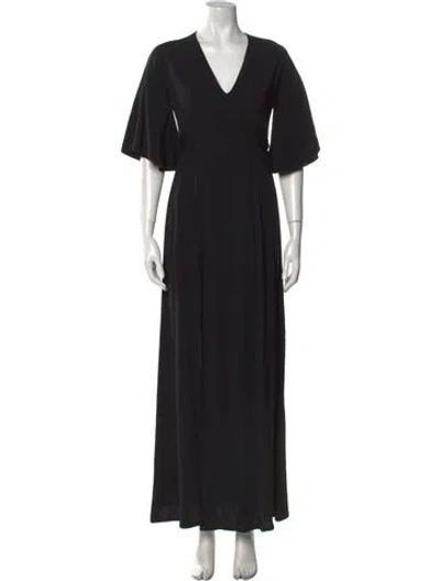 Pre-owned Alexis V-neck Long Dress In Black
