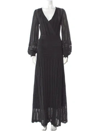 Pre-owned Alexis V-neck Long Dress In Black