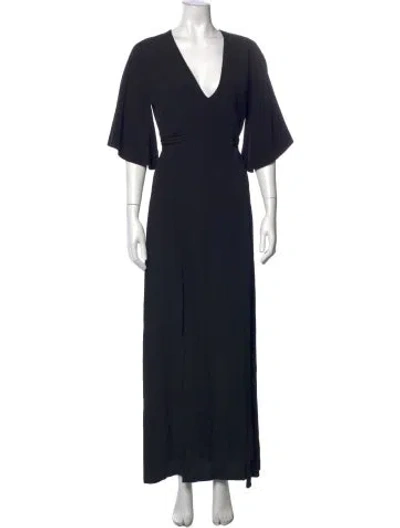 Pre-owned Alexis V-neck Long Dress In Black