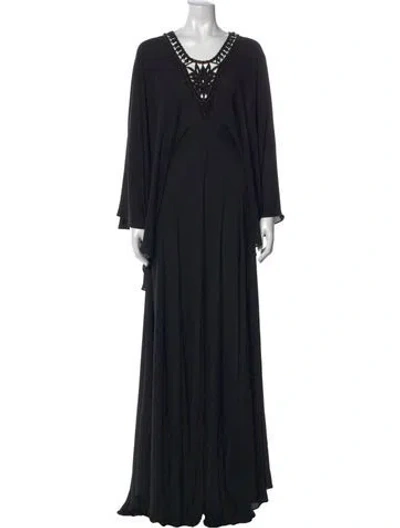 Pre-owned Alexis V-neck Long Dress In Black