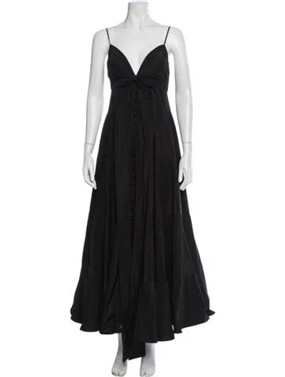 Pre-owned Alexis V-neck Long Dress In Black