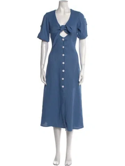 Pre-owned Alexis V-neck Long Dress In Blue