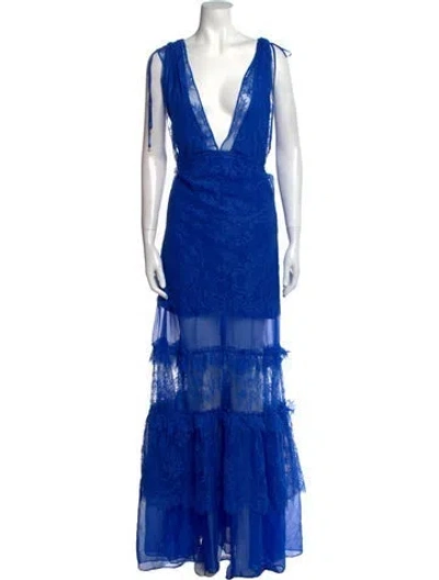 Pre-owned Alexis V-neck Long Dress In Blue