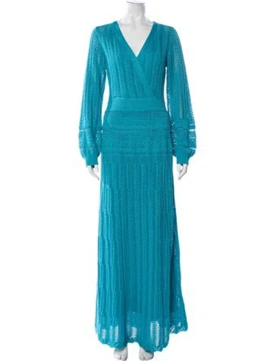 Pre-owned Alexis V-neck Long Dress In Blue
