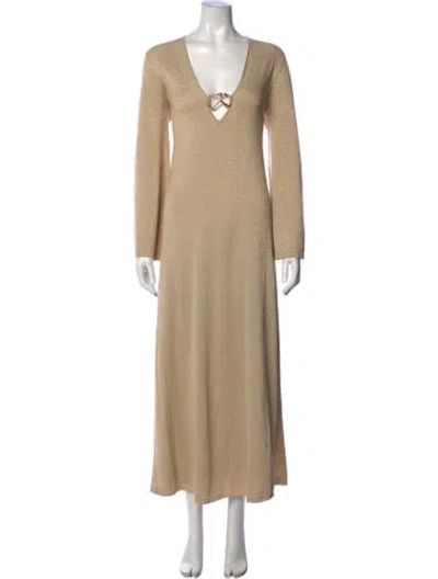 Pre-owned Alexis V-neck Long Dress In Gold