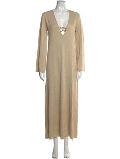 Pre-owned Alexis V-neck Long Dress In Gold